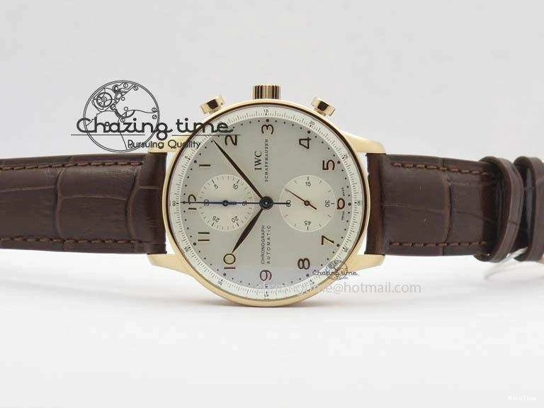 MIROTIME 0418 Portuguese Chrono RG IW371480 ZF 1:1 Best Edition White Dial On Brown Leather Strap A7750 V HighPerformance 7266